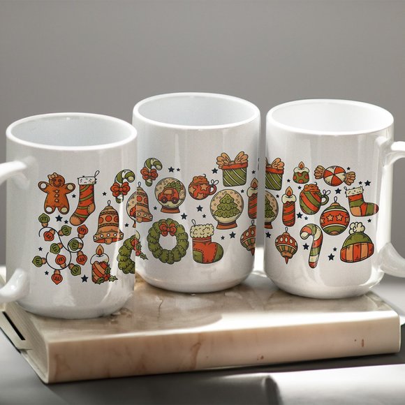 Christmas Coffee Mug. Christmas Element Collection Coffee Cup. 15oz Ceramic Mug - Picture 2 of 5